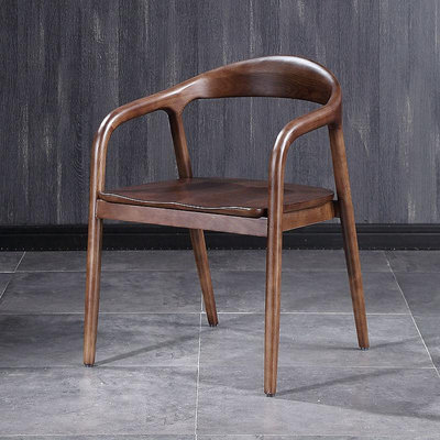 中式椅子創意北歐實木真皮靠背簡約餐椅家用書房圈椅肯尼迪總統椅