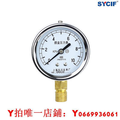 上海儀川YE-60 膜盒壓力表微壓表KPa 天然氣管道千帕表