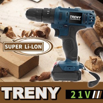 [家事達] TRENY- 21V 鋰電雙速震動起子機 特價