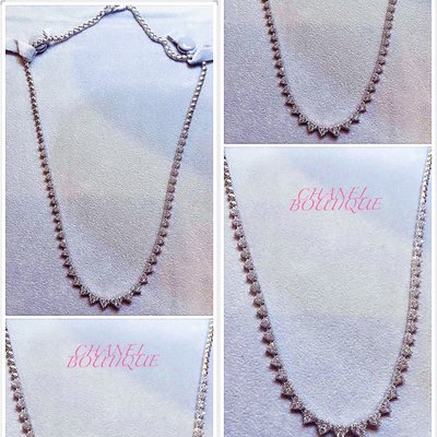 CHANEL BOUTIQUE 三克拉鑽石愛心網球項鍊 3ct 18k金 銀色￼diamonds tennis necklace超級美 必備配飾配件時尚搭配