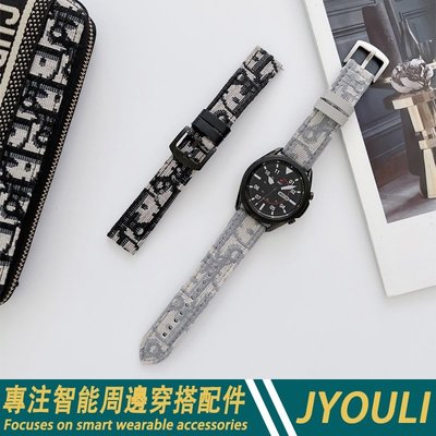20mm/22mm 潮牌真皮拼帆布錶帶 適用三星 華米amazfit 佳明 小米手錶 米動青春版 華為替換帶