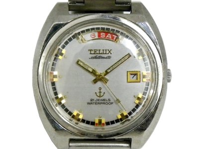 [專業] 機械錶 [TELUX 7157] 鐵力士 圓型自動錶[銀色面+星+日期][21石]中性錶/軍錶
