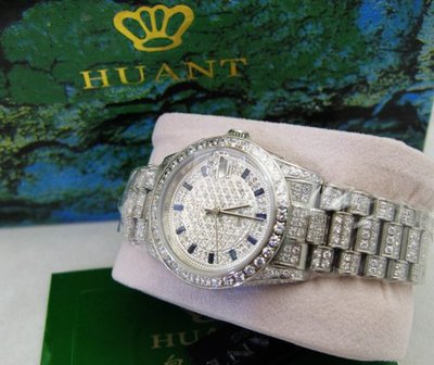 HUANT WATCH (瑞士自動上鍊eta機蕊)勞力士款高級滿天星中性精鑽男女均可使用腕錶型號:HRX886B (神梭鐘錶)