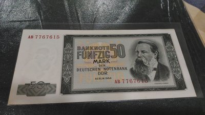 德國(Germany), 50馬克, 1964年, 全新UNC, 稀少早期紙鈔!!