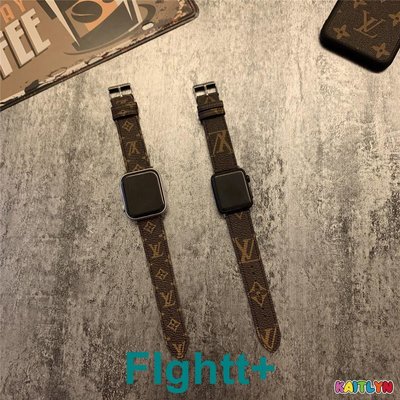 FIghtt+Apple watch錶帶 適用iwatch S8/7/6/5/4錶帶49mm印花LV皮質錶帶40~45mm蘋果手錶帶
