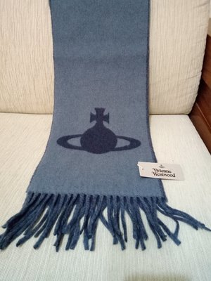 天使熊雜貨小舖~Vivienne Westwood 羊毛圍巾 25×180cm 全新現貨