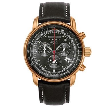 ZEPPELIN 齊柏林飛船 8682-2 手錶 42mm 德國錶 軍風 黑色面盤 黑色皮錶帶 男錶女錶