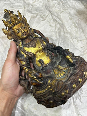 (二手)-尼泊爾百八十年老佛像皇財神銅像高約20cm尼泊爾老佛 古玩 擺件 老物件【靜心隨緣】992