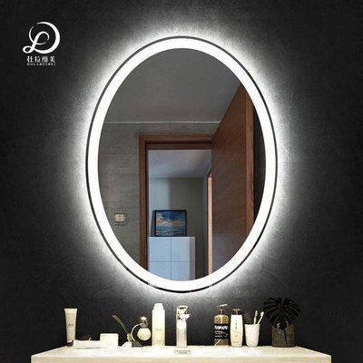 特價智能浴室鏡衛生間多功能鏡子帶LED燈壁掛除霧防 觸摸屏鏡子橢圓