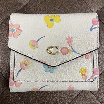 【九妹精品】COACH 2620 新款花朵女士短夾  錢包 皮夾  女夾