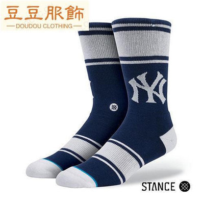 LE 樂多 STACE PSTPES MLB紐約洋基隊 深藍色款 中筒襪 長襪-豆豆服飾