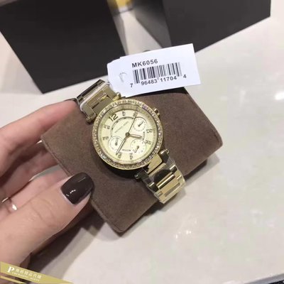 雅格時尚精品代購Michael Kors MK手錶 歐美時尚 派克 香檳金錶盤 女士手錶 腕錶 MK6056 美國正品
