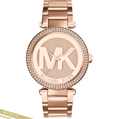 雅格時尚精品代購Michael Kors MK5865 玫瑰金 晶鑽錶框 大LOGO女錶 腕錶 歐美時尚 美國代購