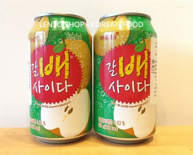 LENTO SHOP - 韓國 海太 HAITAI 水梨蘇打 水梨汽水 梨子氣泡飲 배사이다  Soda 355ml/罐