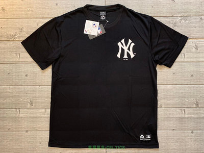 塞爾提克~MLB Majestic 美國職棒 NY YANKEES 紐約 洋基隊 吸濕快排 短袖 T恤 正標~黑色