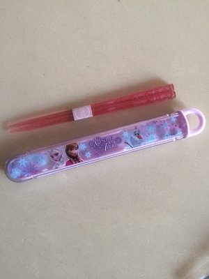 日本製Disney 冰雪奇緣 Anna Elsa 環保筷子組,附收納盒