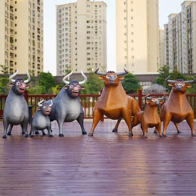 室外大型園林景觀卡通動物水牛擺件公牛雕塑黃牛斗牛公園裝飾模型超夯 精品