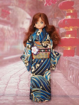 小禎ㄟ雜貨 莉卡娃娃服飾配件組 館主手製 莉卡和服 浴衣 海浪 ( 薇琪 小布 可穿)