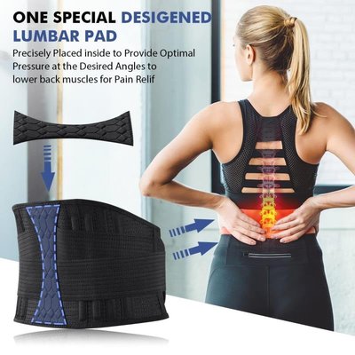 運動腰帶透氣雙層固定護腰 加壓鋼條支撐防護腰椎腰帶 運動健身護腰帶