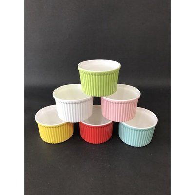 東昇瓷器餐具=6色焗烤3.3吋布丁盅 烤杯布丁杯(紅.粉.藍.綠.黃.白)