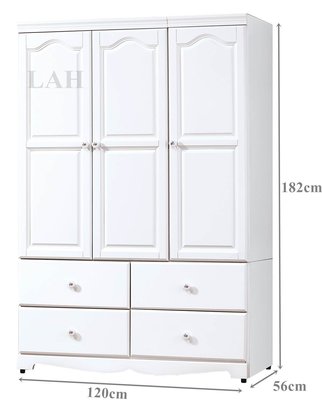 【生活家傢俱】SY-168-5：愛麗絲白色4X6尺衣櫥【台中家具】白色衣櫃 實木+低甲醛木心板 歐式鄉村風 台灣製造