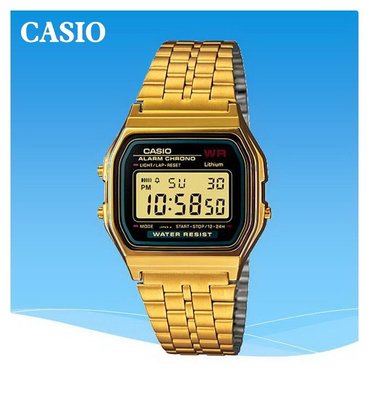 經緯度鐘錶 CASIO手錶 冷光經典復古金色電子錶 中性款 日系雜誌廣告【特價1290元】A159WGEA-1D