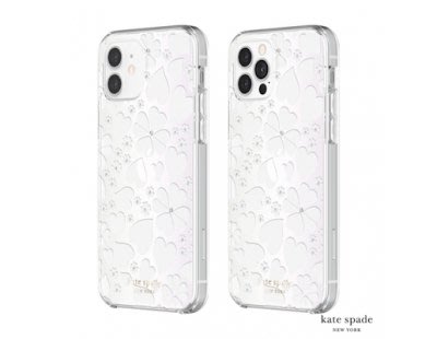 Clover Hearts iPhone 12/12 Pro 6.1吋 白色鑲鑽透明殼 Kate Spade 愛心幸運