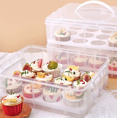 ▪雙層▪全新升級款cupcake馬芬Muffins紙杯小鬆餅外出提盒/杯子蛋糕保鮮收納盒