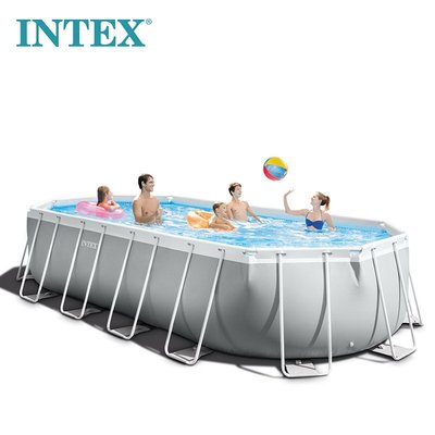 INTEX26796戶外支架水池橢圓管架水池套裝家庭大型游泳池