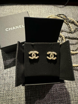 Chanel 雙C logo 珍珠 經典 耳環