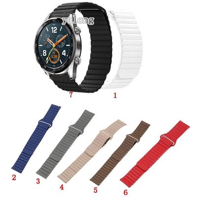 適用於華為 Watch Gt 2 2e Gt2 Pro 的磁性真皮環錶帶