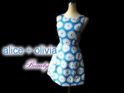 *Beauty*alice + olivia天藍色白向日葵花 A-Line無袖背心洋裝 繃帶洋裝 濱崎步愛用品牌WE14