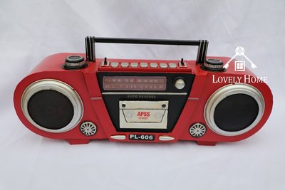 （台中 可愛小舖）美式復古風格-紅色收音機復古造型播音機手提造型鐵製藝品自家擺飾民宿擺飾吧檯餐廳擺飾