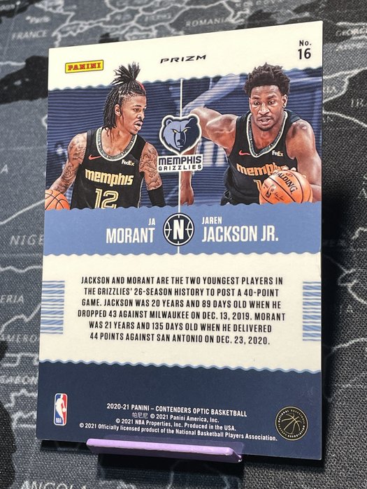 石子小卡】JA MORANT & JAREN JACKSON JR. 灰熊隊2020-21 球票OPTIC (B