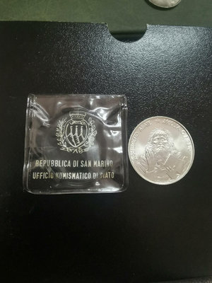 圣馬力諾1980年1000里拉紀念銀幣。38680