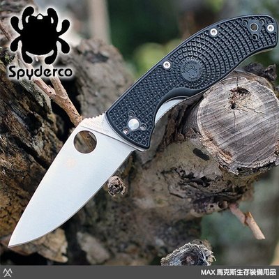 馬克斯 Spyderco TENACIOUS 黑柄白平刃折刀 / 8Cr13MoV鋼 / C122PBK