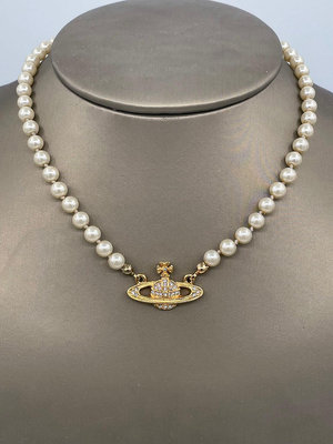 ［FUN SHOP 梵尚時尚精選］Vivienne Westwood 薇薇安 水晶珍珠項鍊 頸鍊