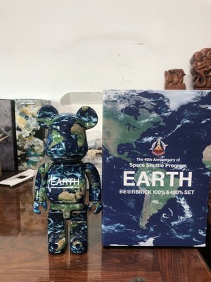 暴力熊Bearbrick桌面擺月亮表面地球EARTH火星積木熊彩盒關節400%正品促銷