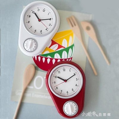 熱銷 北歐靜音廚房專用鐘簡約創意家用鐘錶現代極有家宜家冰箱的小掛鐘