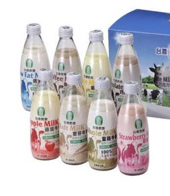 台農乳品 玻璃瓶保久乳 250ml 24瓶/箱 多種口味皆可詢問選購 (中華民國農會台農鮮乳廠出品)
