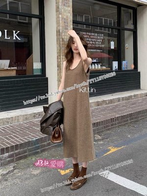 AB超愛購 韩 背心裙 氣質顯瘦法式針織連身裙#新品上線