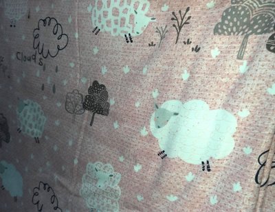 =YvH=雙人鋪棉床罩6件組 台灣製 Tencel 萊麗絲天絲 壓框枕套 兩用被雙面印花 全花百褶床裙 雲朵綿羊