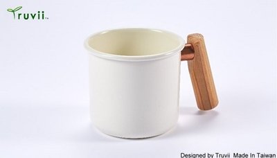 ~就是愛批發~ Truvii 台灣製造 木頭 原本琺瑯杯(月光白) 茶杯水杯 400ml 贈收納袋 T0015