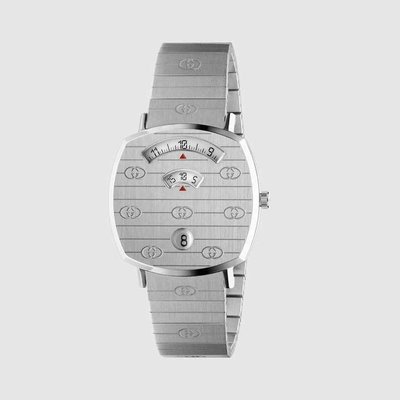 GUCCI ►Grip 不鏽鋼銀色 35MM 金屬錶 大錶面手錶 日期功能 中性錶 ｜100%全新正品｜代購