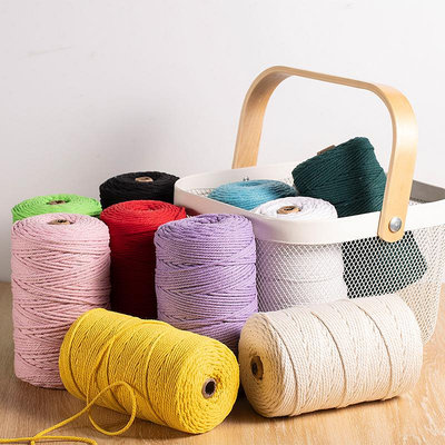 彩色棉繩3mm粗棉線繩捆綁手工diy制作編織掛毯繩子裝飾材料黑灰紅夢歌家居館