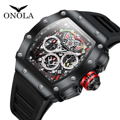 【潮裡潮氣】ONOLA多功能時尚運動防水石英男士手錶矽膠帶錶ON6827