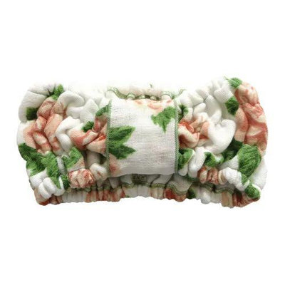 ~~凡爾賽生活精品~~全新日本進口玫瑰花綠葉造型純綿四重紗布毛巾吸水鬆緊帶髮帶~日本製