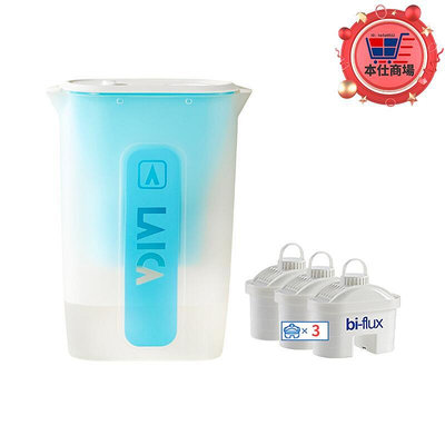 【自營】LAICA萊卡濾水壺2.3L家用自來水淨水過濾器1壺3芯藍色