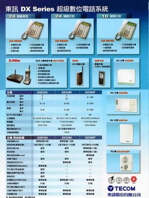 電話總機專業網...4台10鍵顯示免持對講型話機+東訊SD/DX-616A系統...新品完善的保固