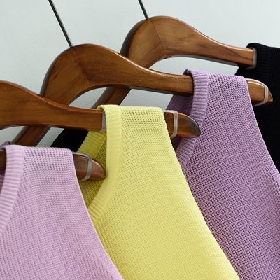 絲光棉 氣質穿搭 OL涼感絲針織背心 粉紅/粉紫/黃 現貨 立即出貨